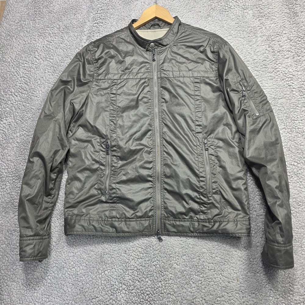 John Varvatos Collection Men Gray Racer Jacket Zip Front Windbreaker Size Medium - Picture 2 of 14